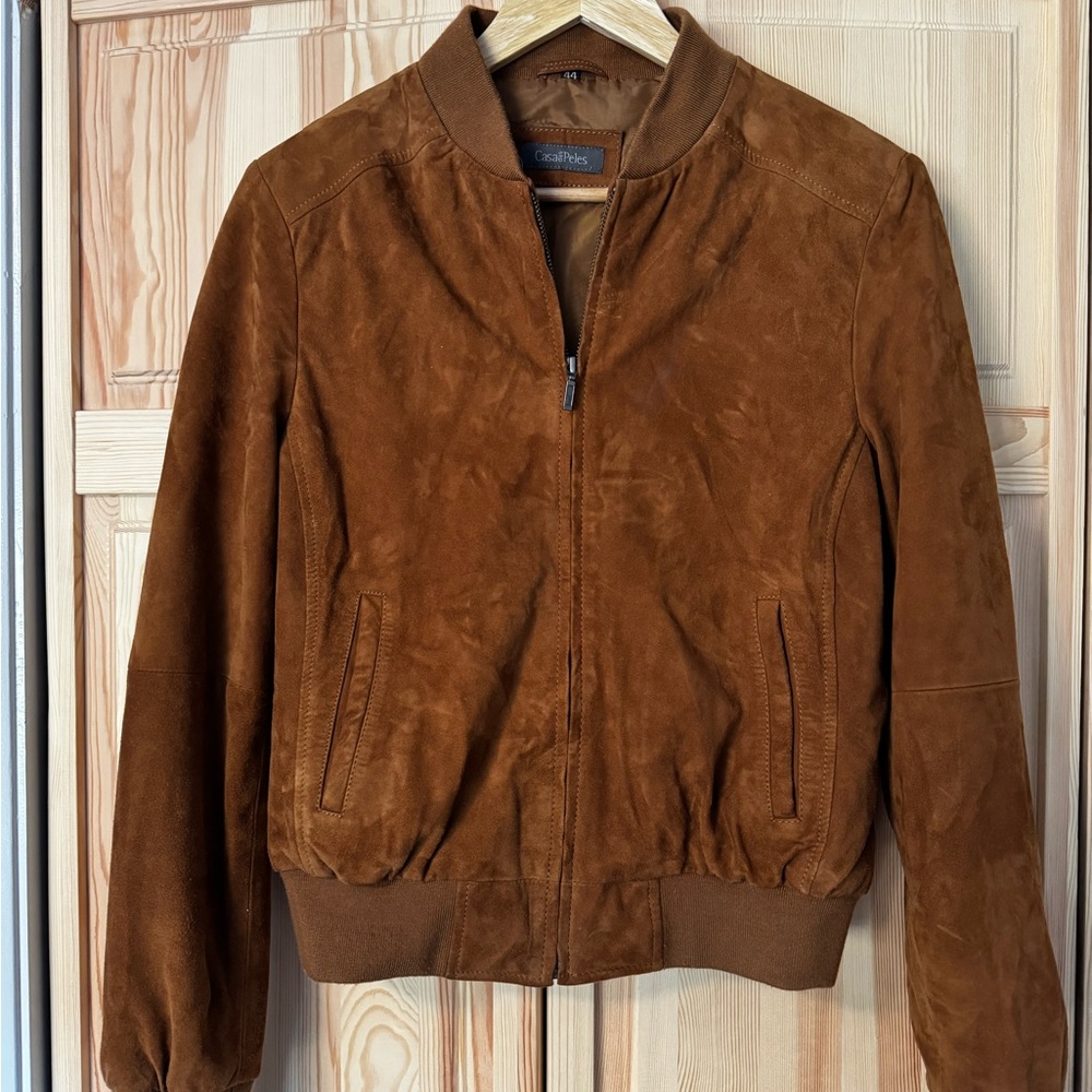 Casa Peles Brown Suede Bomber Jacket